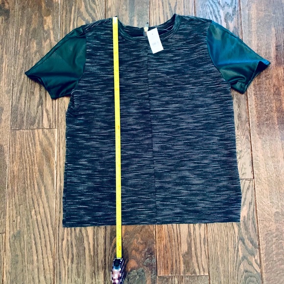 Ann Taylor Tweed Shirt with Faux Leather Sleeves - Picture 4 of 4